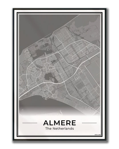Plattegrond Almere Dark Ingelijst