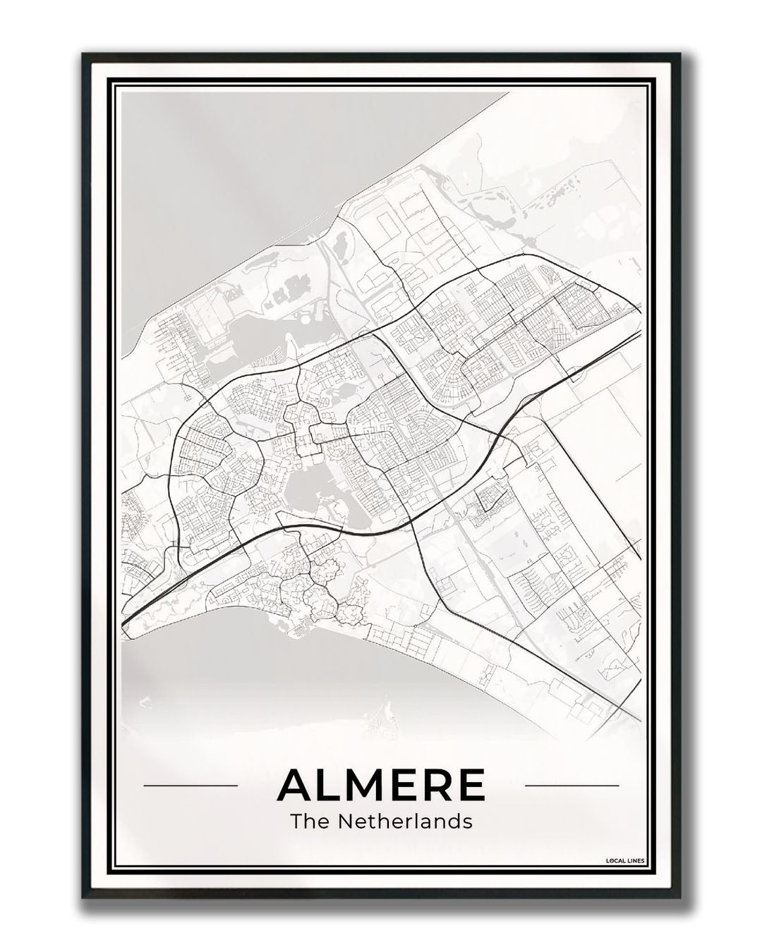 Plattegrond Almere ingelijst Light