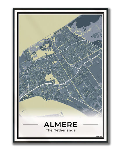 Plattegrond Almere Midnight Ingelijst
