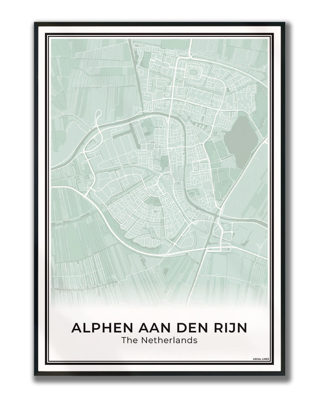 Stadskaart Alphen aan den Rijn Poster voor Wanddecoratie Ingelijst Sage