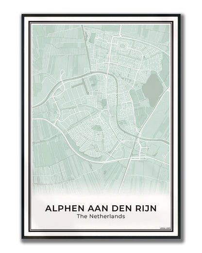 Stadskaart Alphen aan den Rijn Poster voor Wanddecoratie Ingelijst Sage