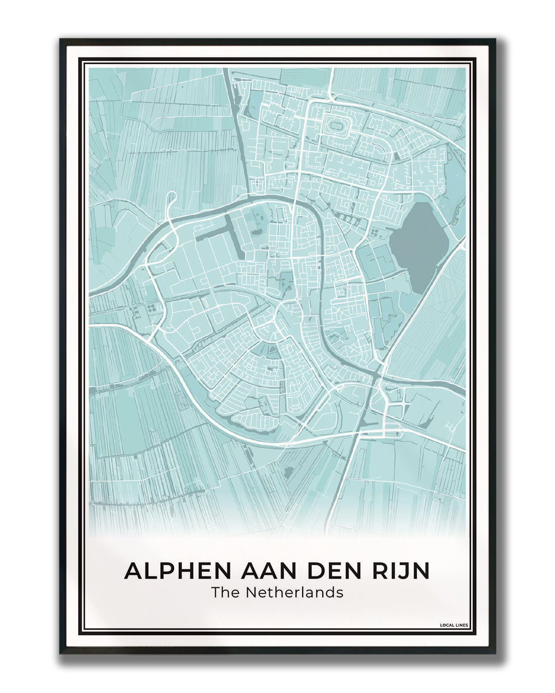 Stadskaart Alphen aan den Rijn Poster voor Wanddecoratie Sky Ingelijst