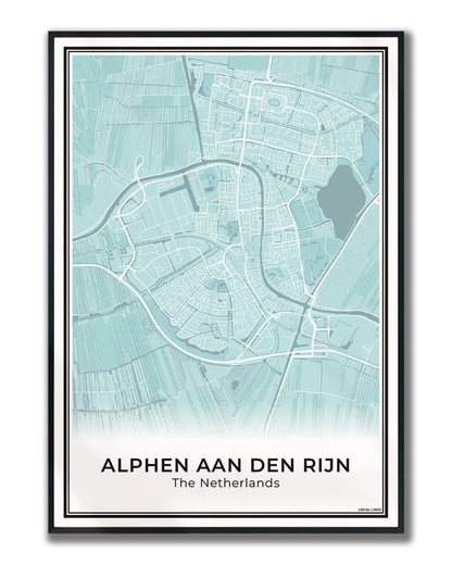 Stadskaart Alphen aan den Rijn Poster voor Wanddecoratie Sky Ingelijst
