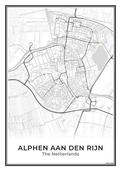 Stadskaart Alphen aan den Rijn Poster voor Wanddecoratie Light