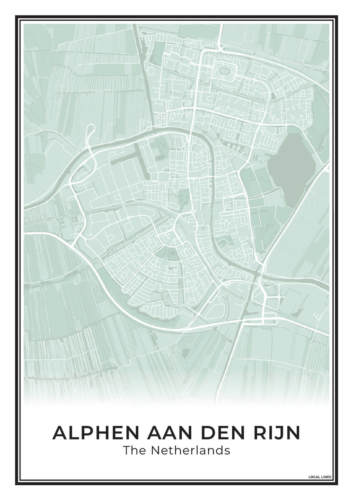 Stadskaart Alphen aan den Rijn Poster voor Wanddecoratie Sage