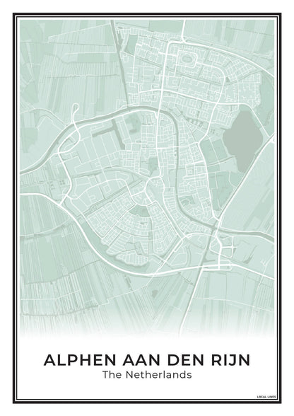 Stadskaart Alphen aan den Rijn Poster voor Wanddecoratie Sage