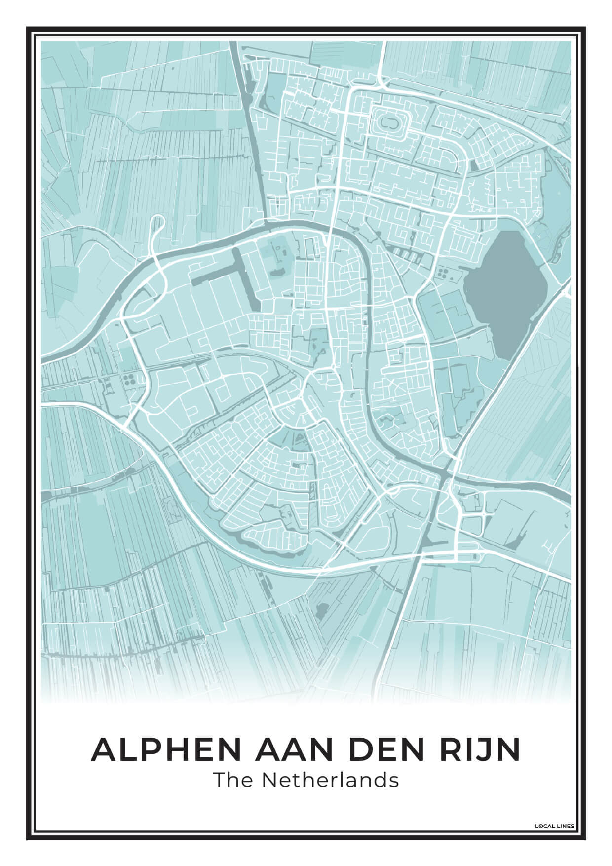 Stadskaart Alphen aan den Rijn Poster voor Wanddecoratie Sky