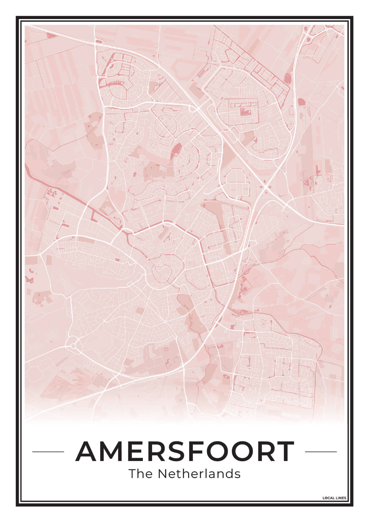 Stadskaart Amersfoort Wanddecoratie Blush