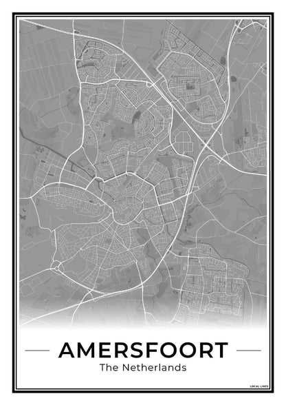 Stadskaart Amersfoort Wanddecoratie Dark
