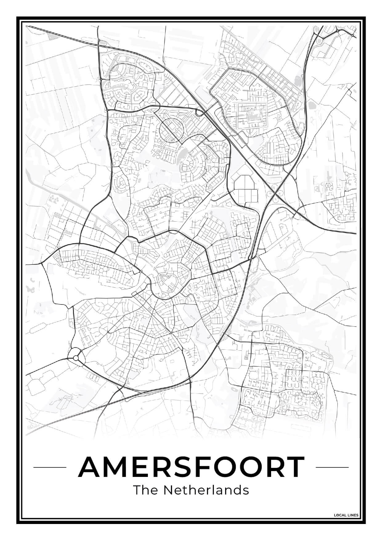 Stadskaart Amersfoort Wanddecoratie Light
