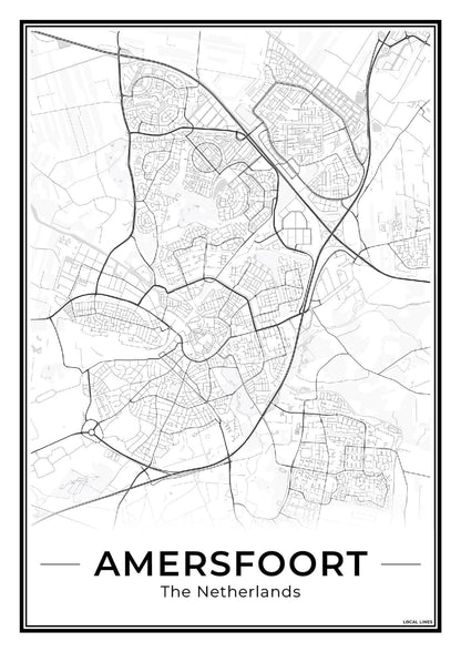 Stadskaart Amersfoort Wanddecoratie Light