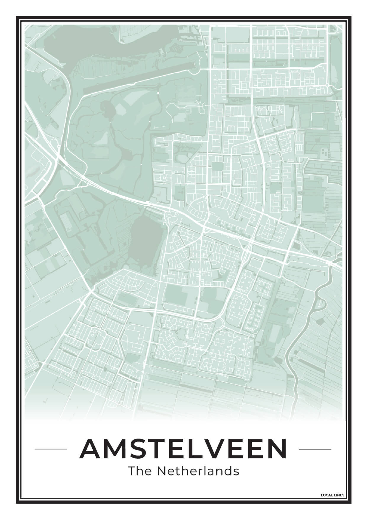 Stadskaart Amstelveen Poster voor Wanddecoratie Sage