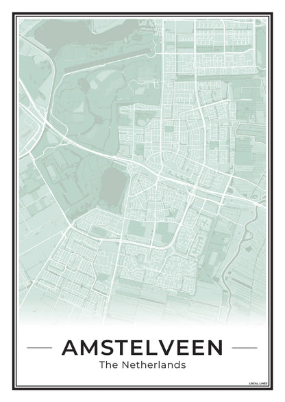 Stadskaart Amstelveen Poster voor Wanddecoratie Sage