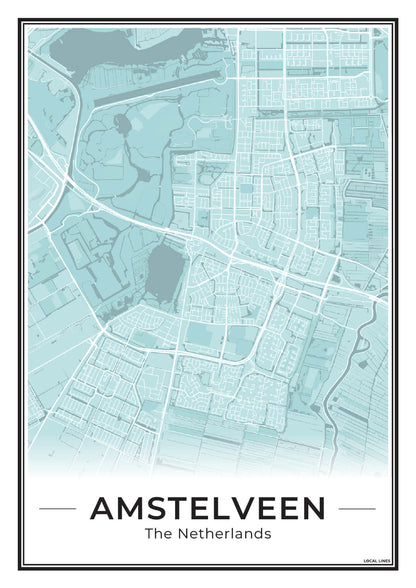 Stadskaart Amstelveen Poster voor Wanddecoratie Sky