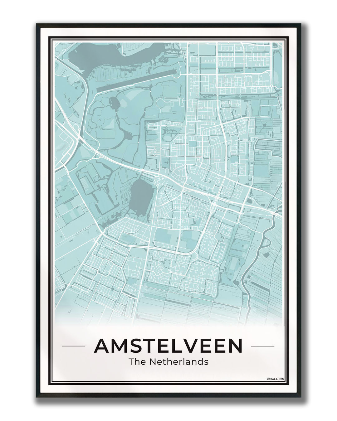 Stadskaart Amstelveen Poster voor Wanddecoratie Ingelijst Sky