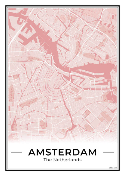Stadskaart Amsterdam Plattegrond Blush 