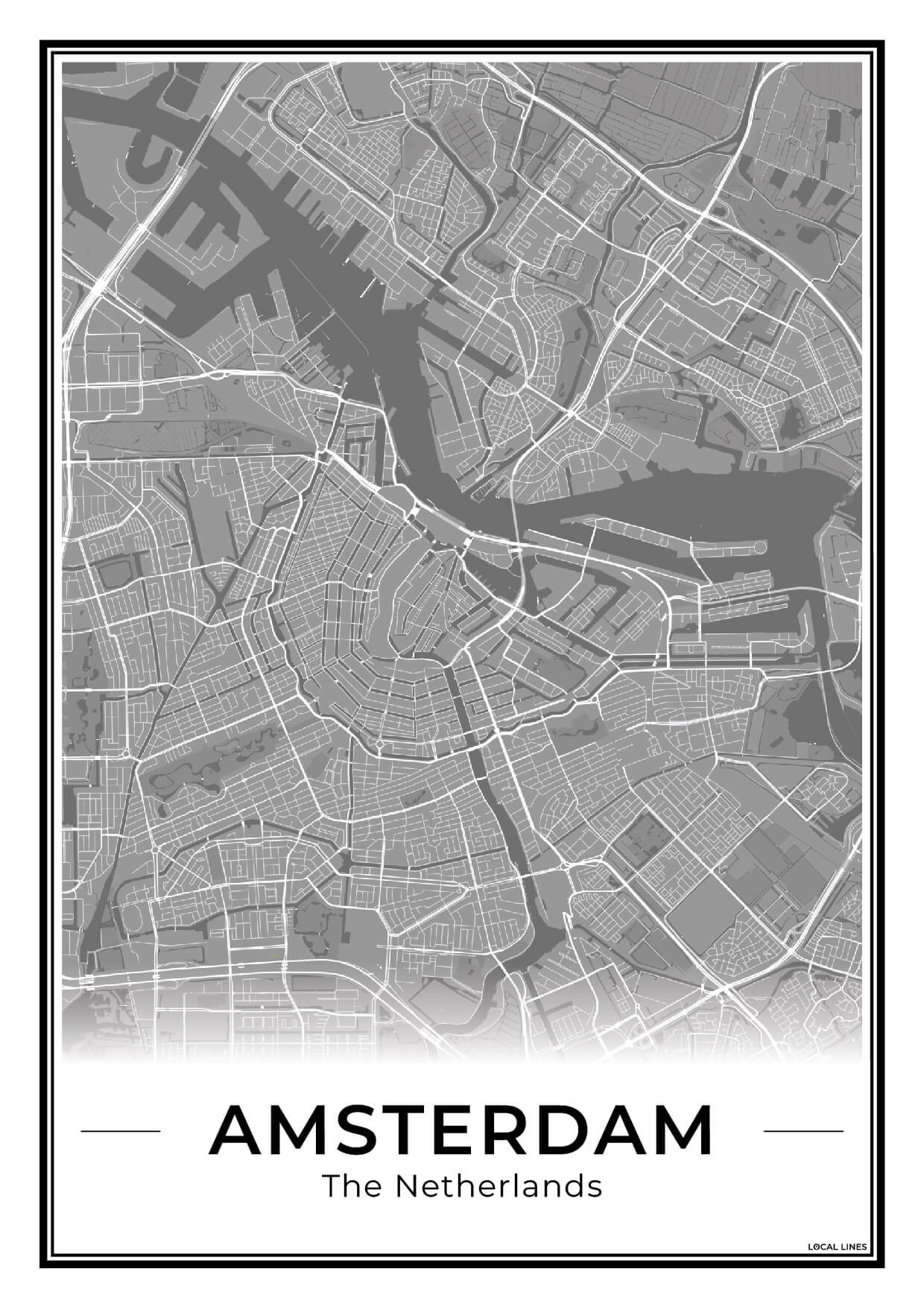 Stadskaart Amsterdam Plattegrond Dark