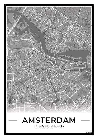 Stadskaart Amsterdam Plattegrond Dark