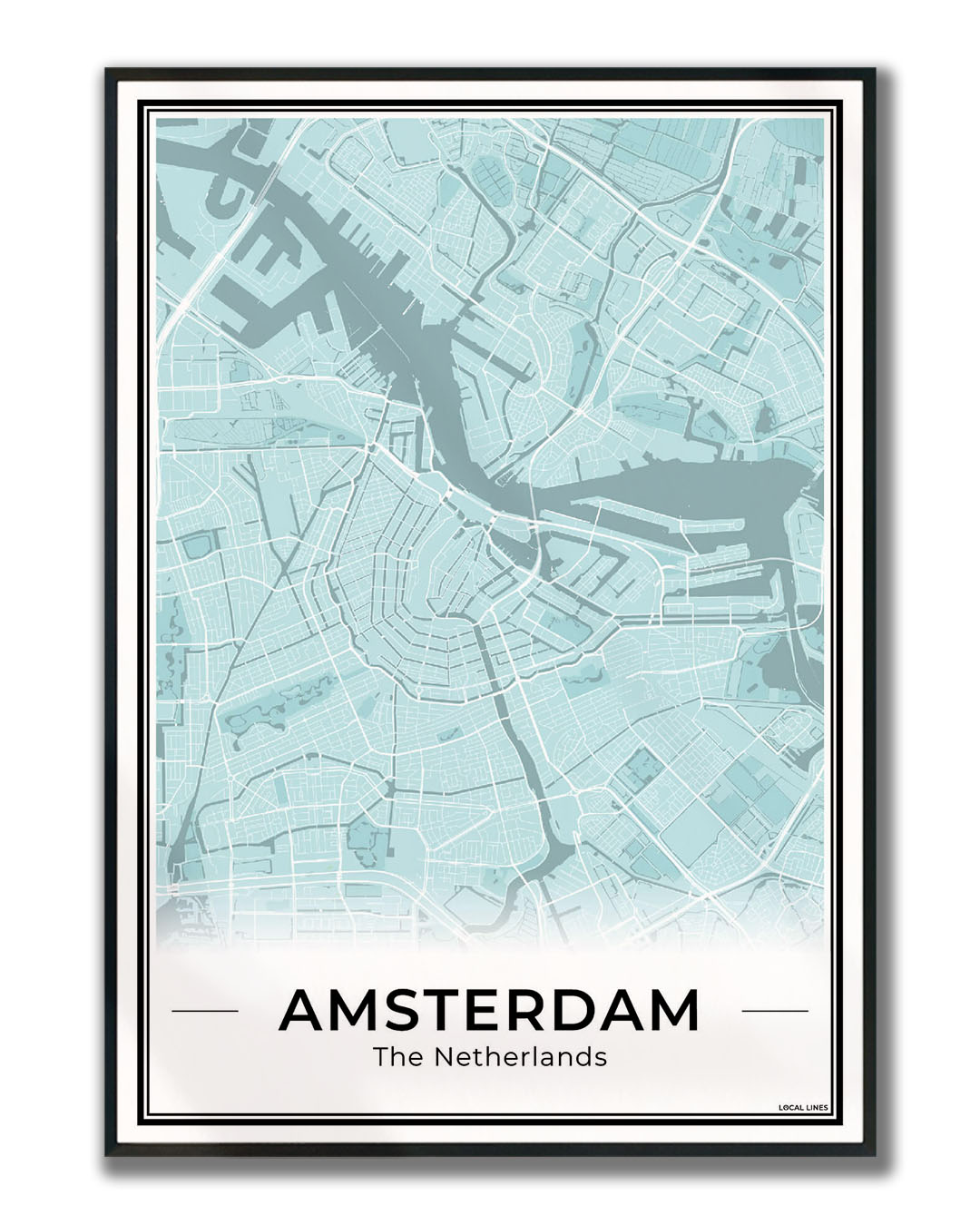 Stadskaart Amsterdam Plattegrond Sky ingelijst