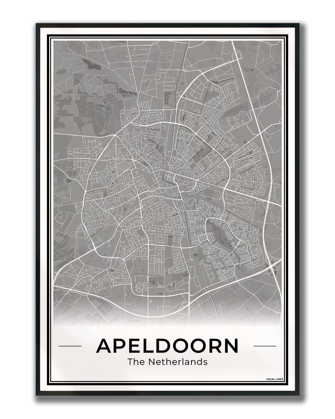 Plattegrond Apeldoorn Ingelijst Dark