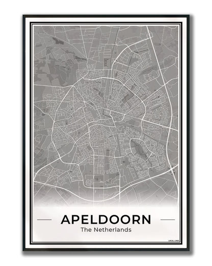 Plattegrond Apeldoorn Ingelijst Dark
