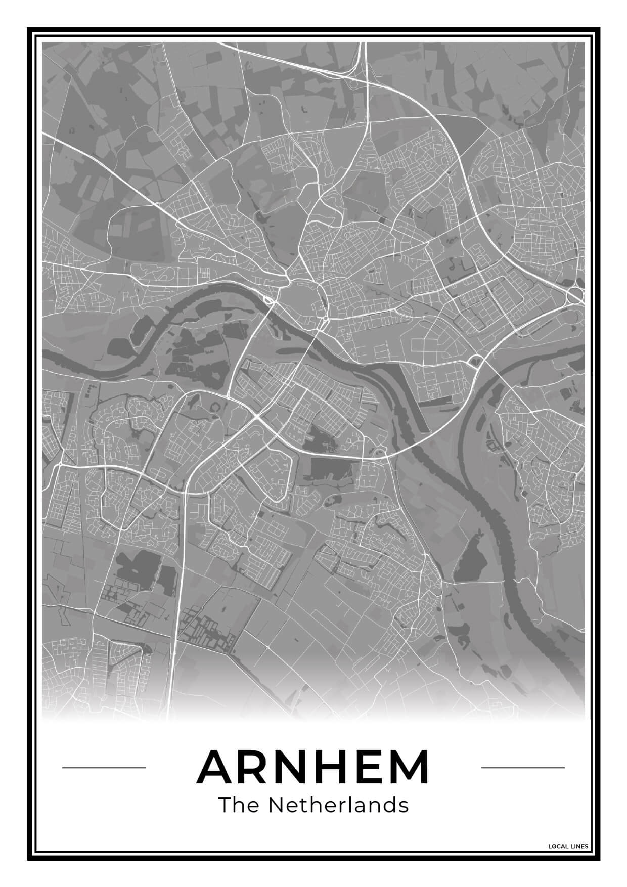Plattegrond Arnhem stadskaart Dark