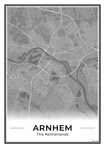 Plattegrond Arnhem stadskaart Dark