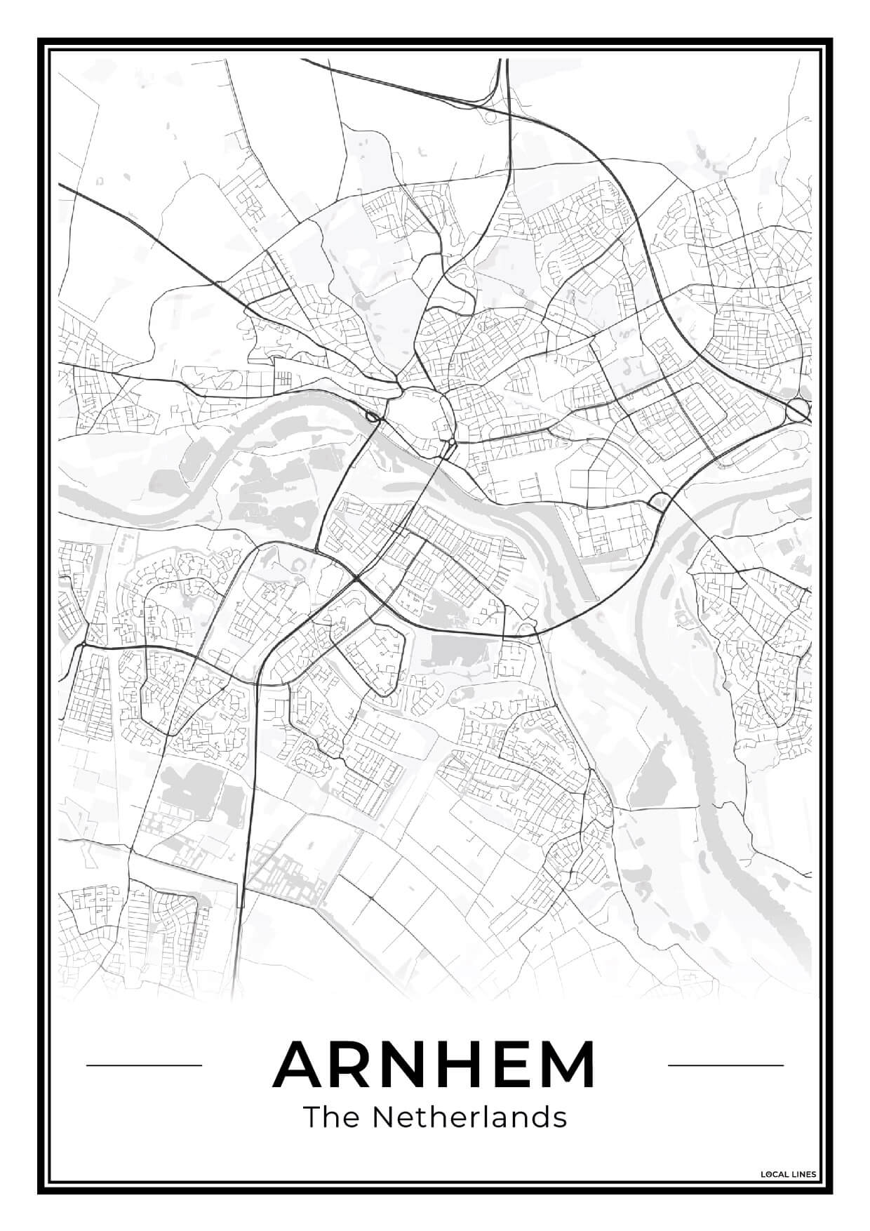 Plattegrond Arnhem stadskaart Light