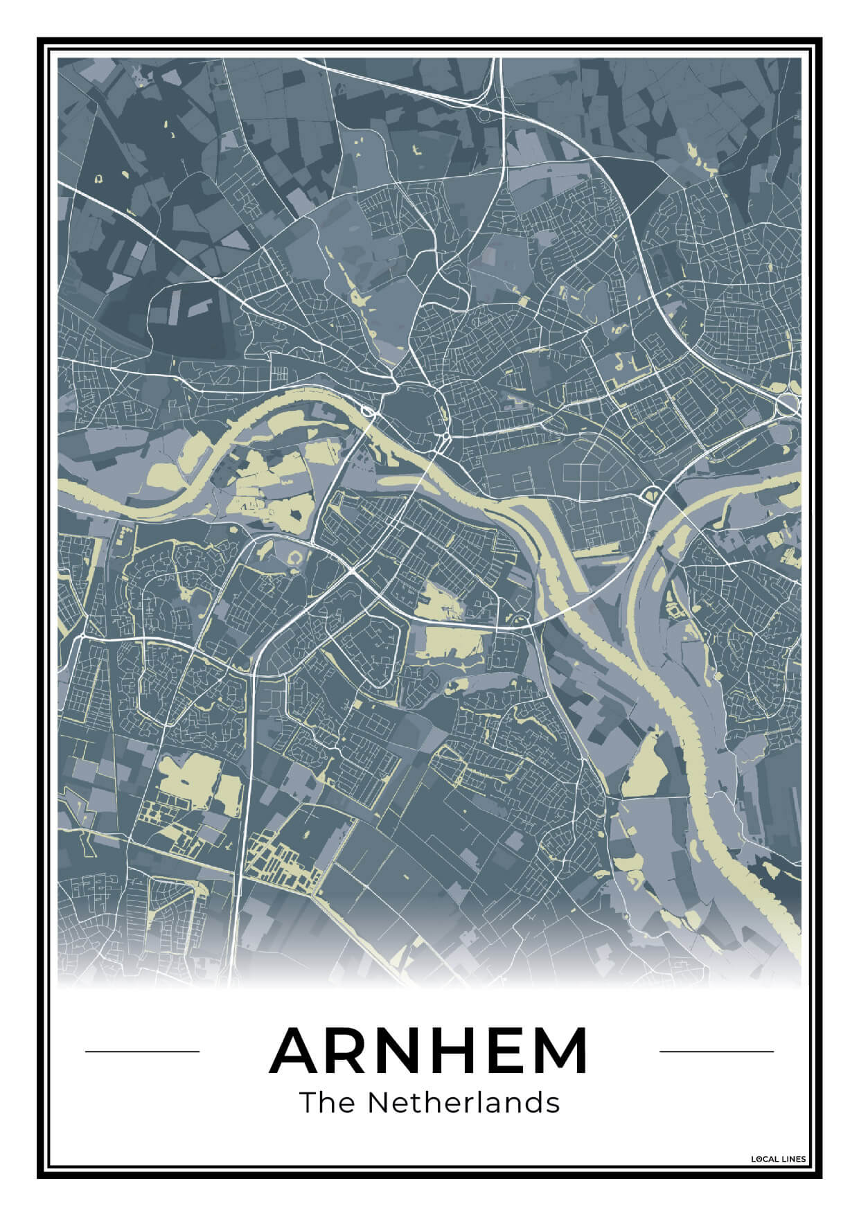Plattegrond Arnhem stadskaart Midnight