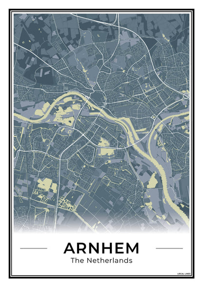 Plattegrond Arnhem stadskaart Midnight
