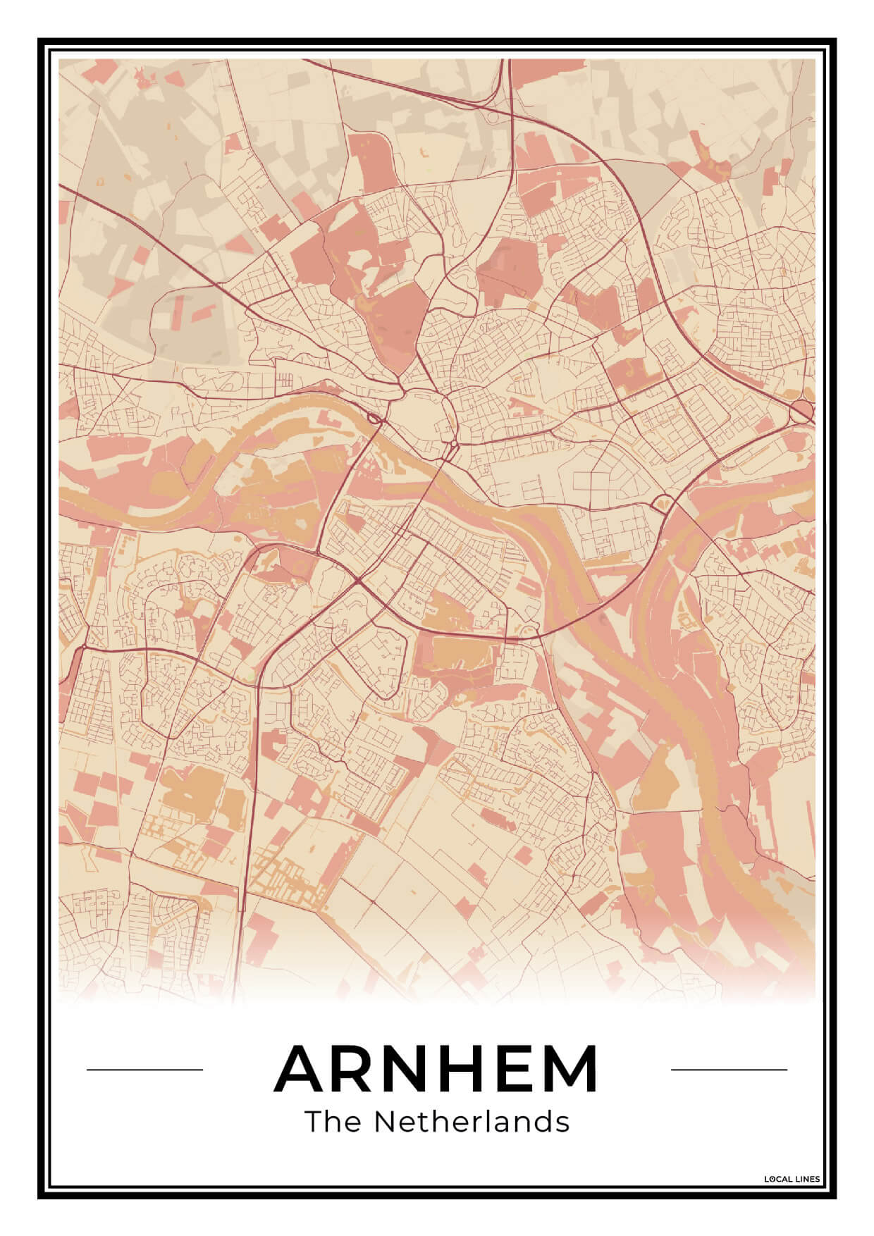 Plattegrond Arnhem stadskaart Terracotta