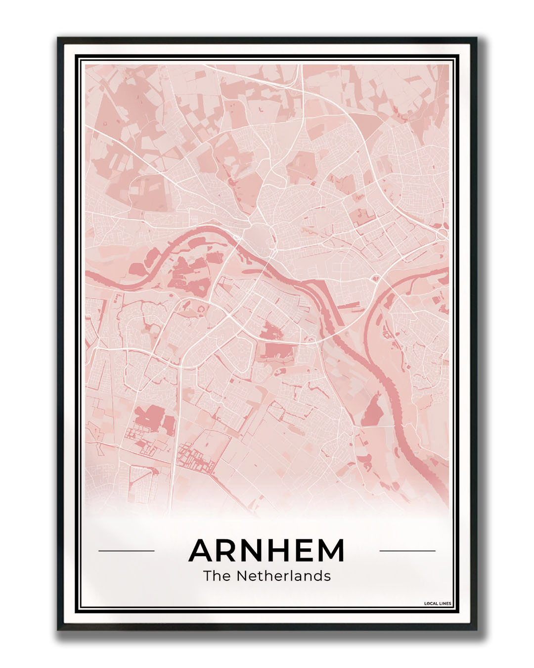 Plattegrond Arnhem stadskaart Blush ingelijst