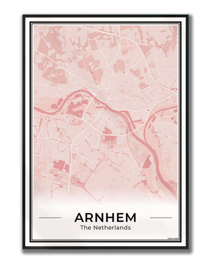 Plattegrond Arnhem stadskaart Blush ingelijst