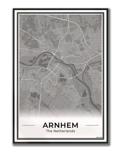 Plattegrond Arnhem stadskaart Ingelijst Dark