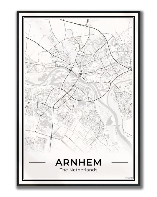 Plattegrond Arnhem stadskaart ingelijst Light