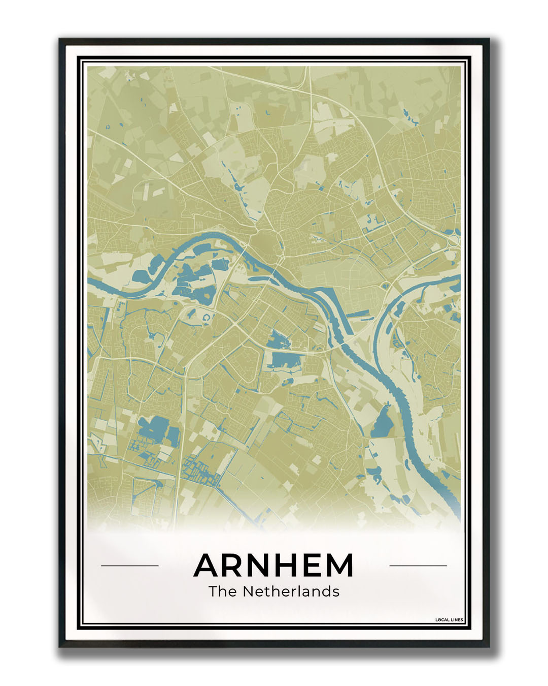 Plattegrond Arnhem stadskaart Moss Ingelijst