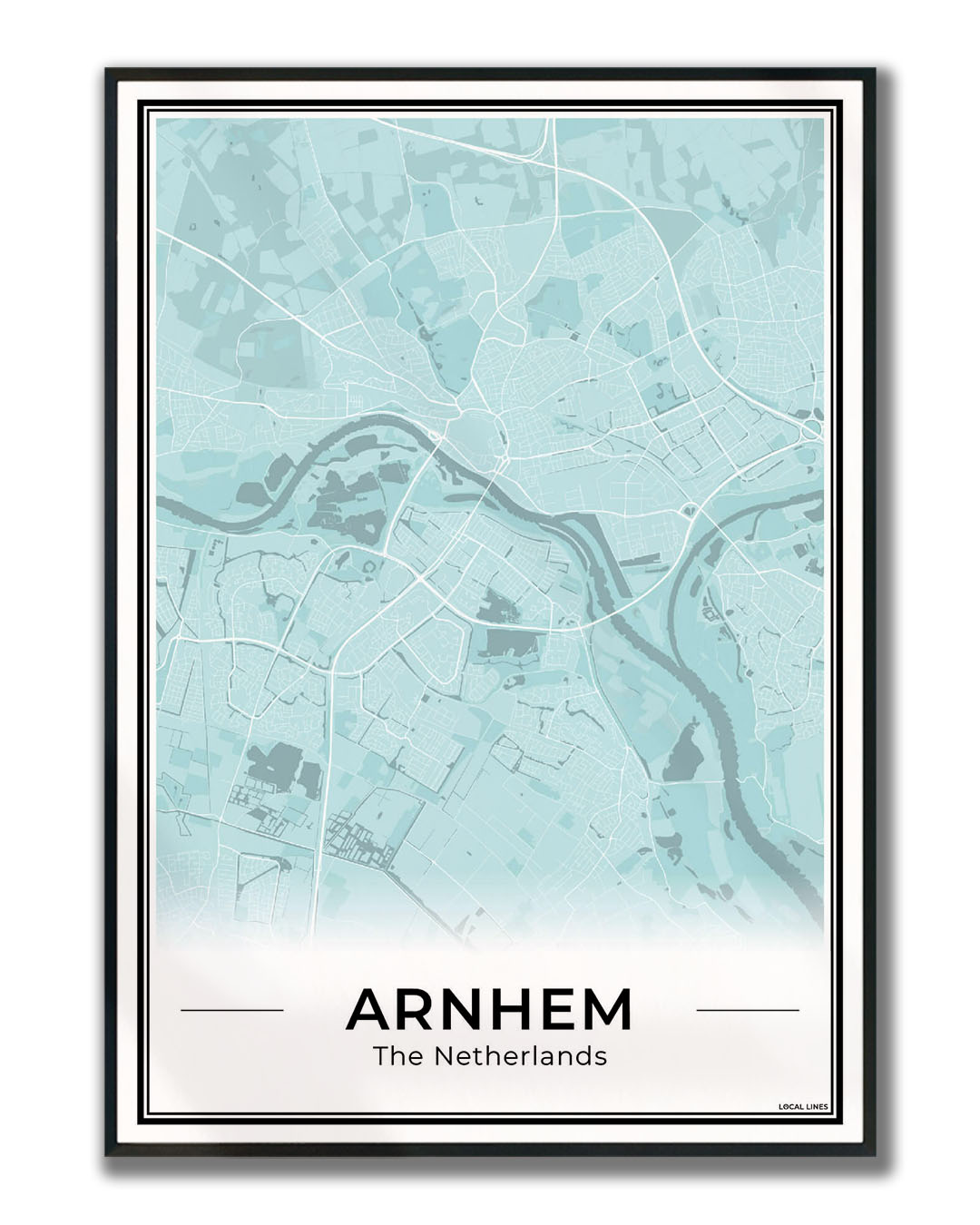 Plattegrond Arnhem stadskaart ingelijst Sky