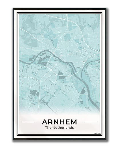 Plattegrond Arnhem stadskaart ingelijst Sky