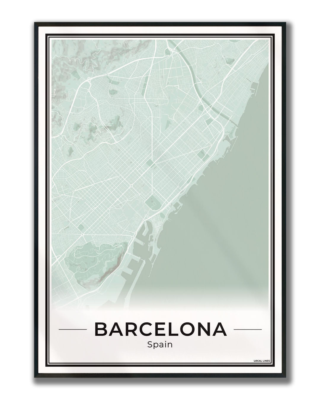 Poster Barcelona Plattegrond als Wanddecoratie ingelijst Sage