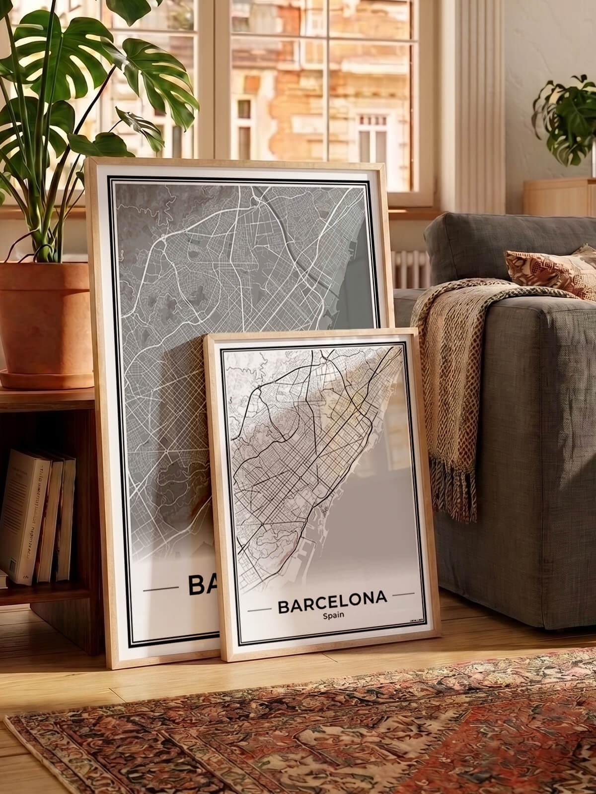 Poster Barcelona Plattegrond als Wanddecoratie in wit en grijs voor woonkamer Algemeen