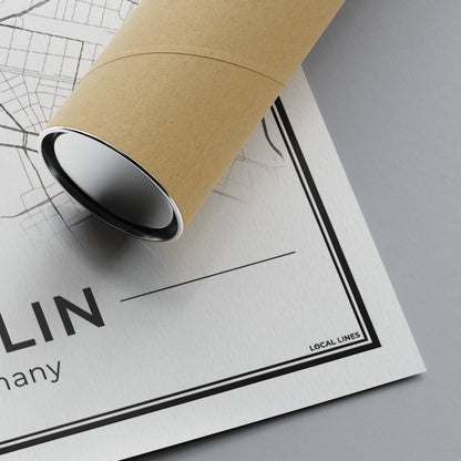 Poster Berlijn Plattegrond als Wanddecoratie detail van 300gsm papier Algemeen
