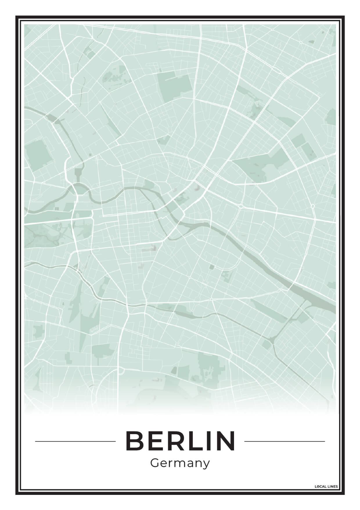 Poster Berlijn Plattegrond als Wanddecoratie Sage