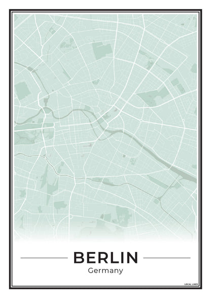 Poster Berlijn Plattegrond als Wanddecoratie Sage