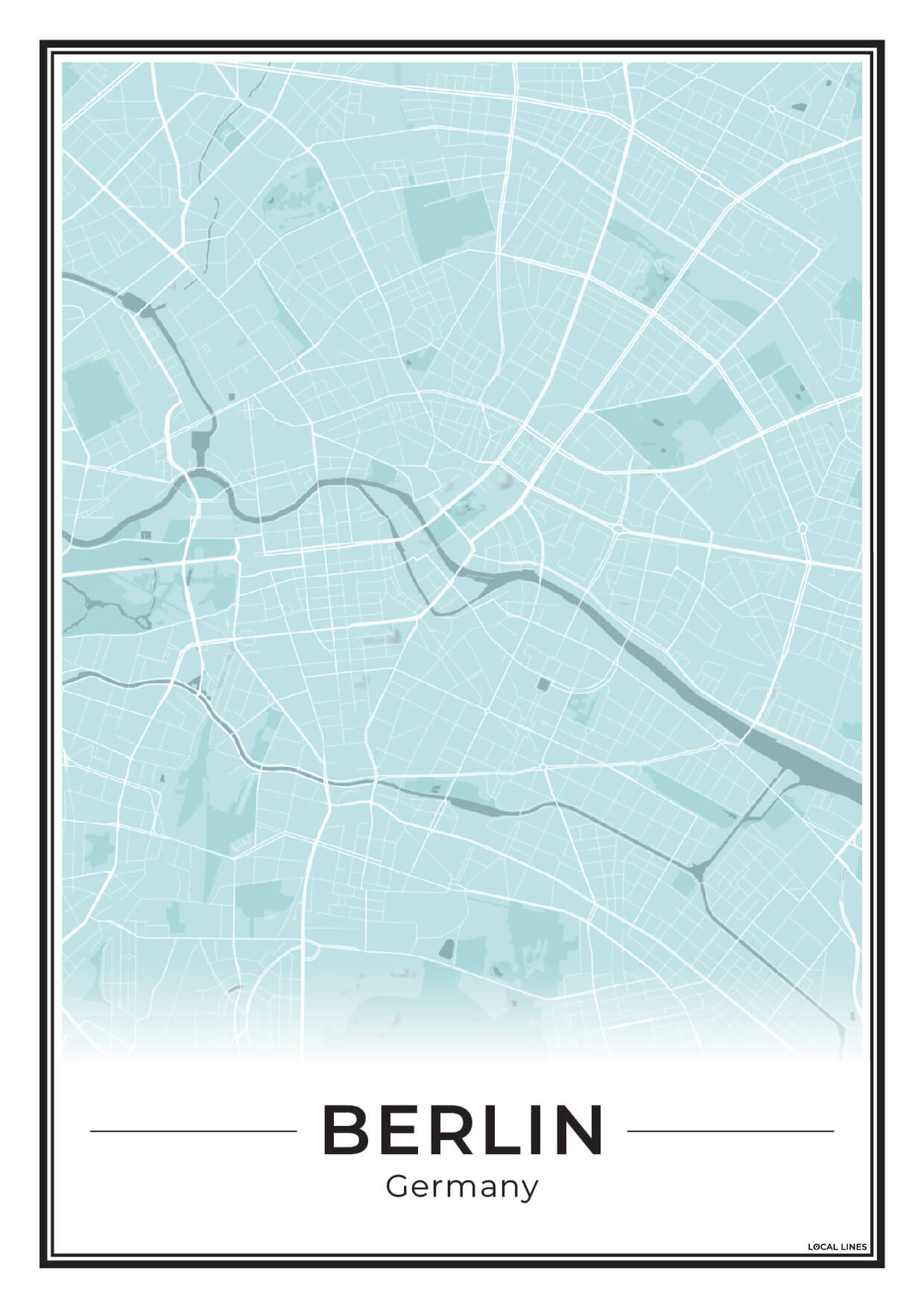 Poster Berlijn Plattegrond als Wanddecoratie Sky