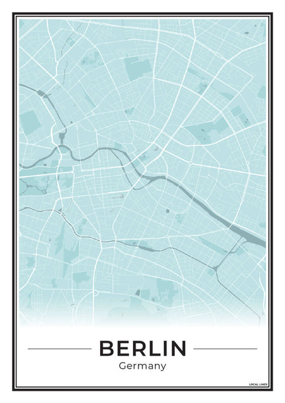 Poster Berlijn Plattegrond als Wanddecoratie Sky
