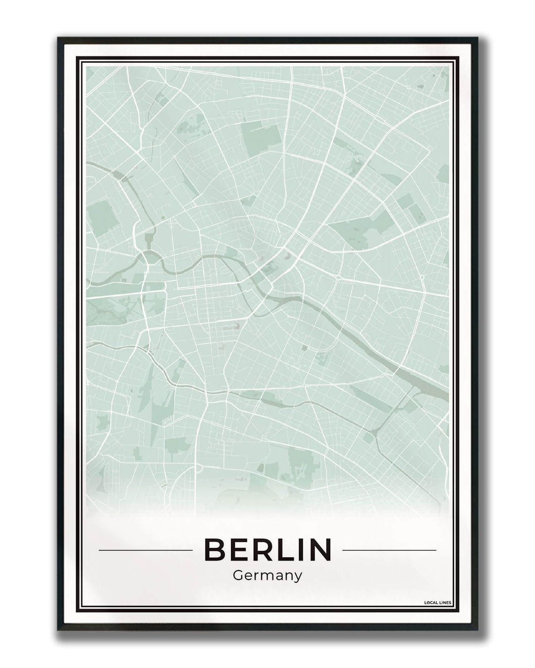 Poster Berlijn Plattegrond als Wanddecoratie ingelijst Sage