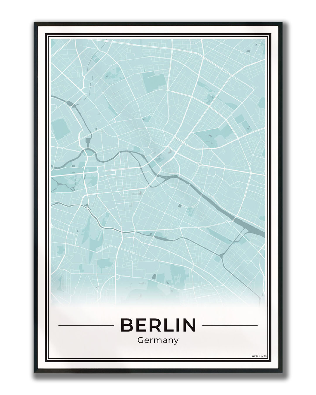 Poster Berlijn Plattegrond als Wanddecoratie ingelijst Sky