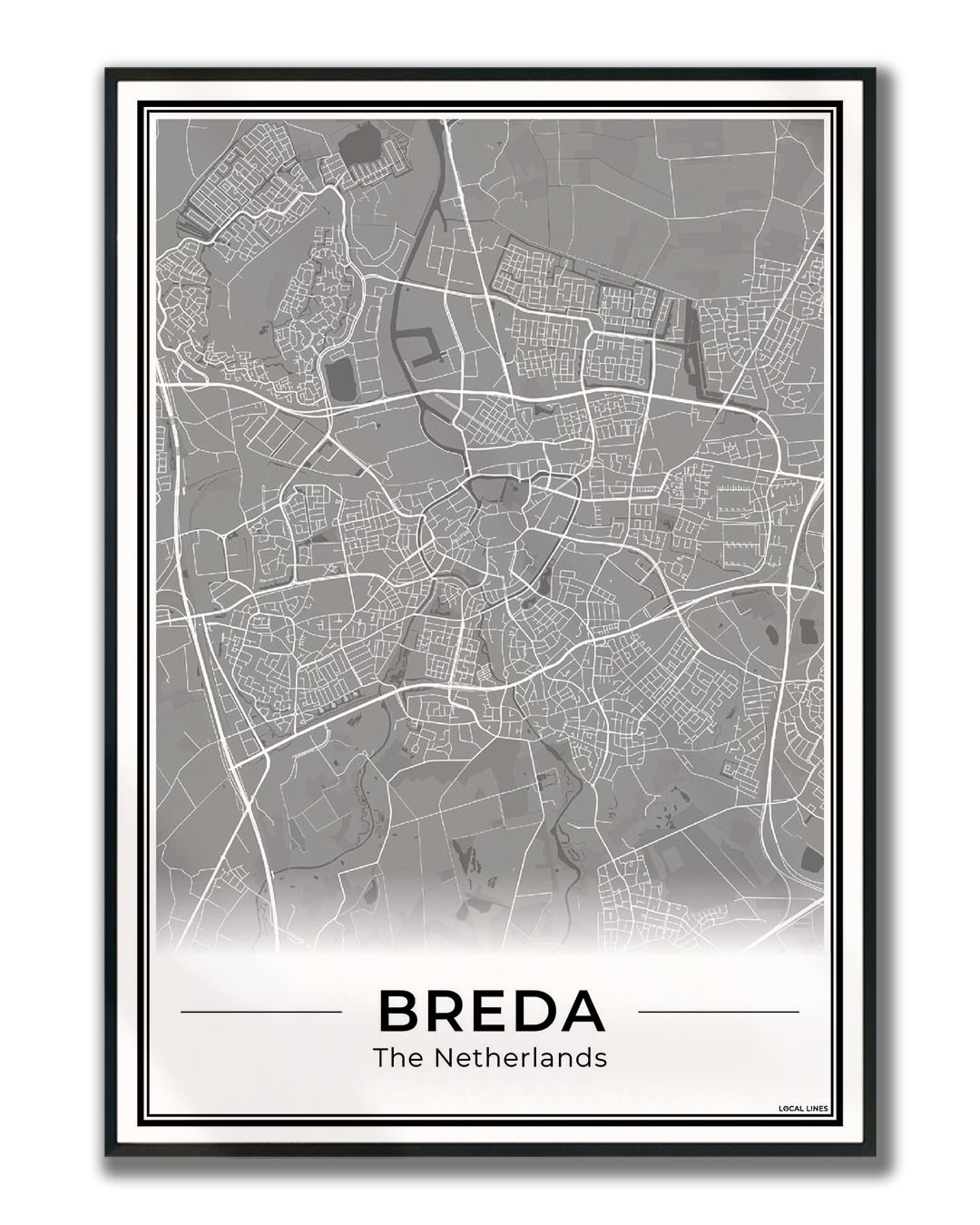 Plattegrond Breda Ingelijst Dark