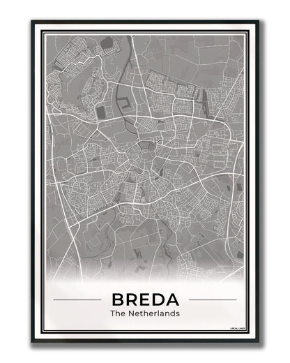 Plattegrond Breda Ingelijst Dark