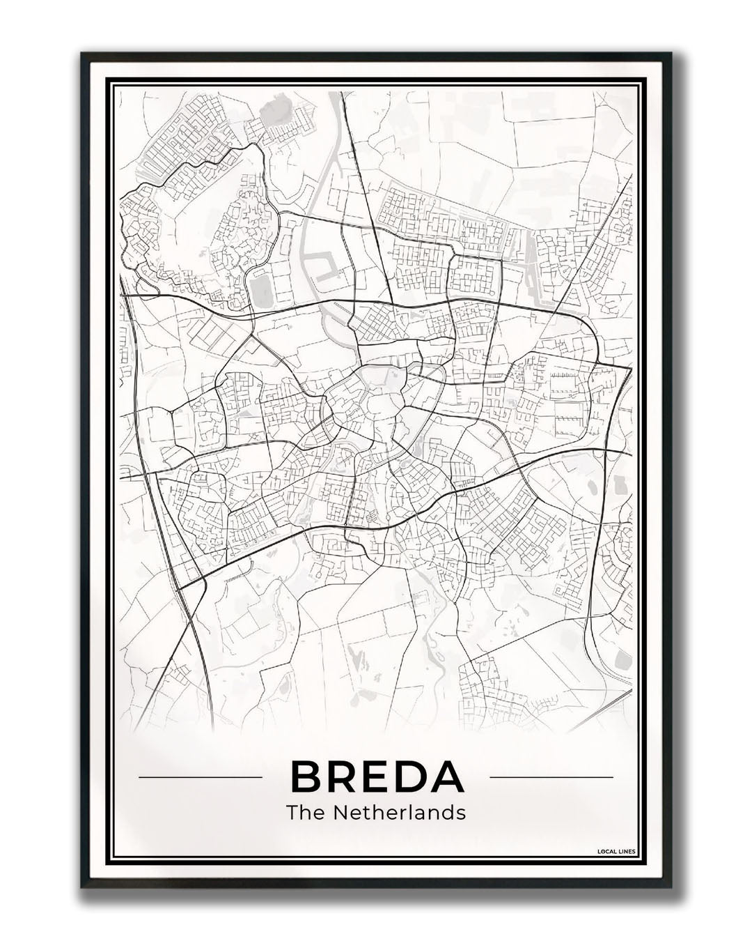 Plattegrond Breda ingelijst Light